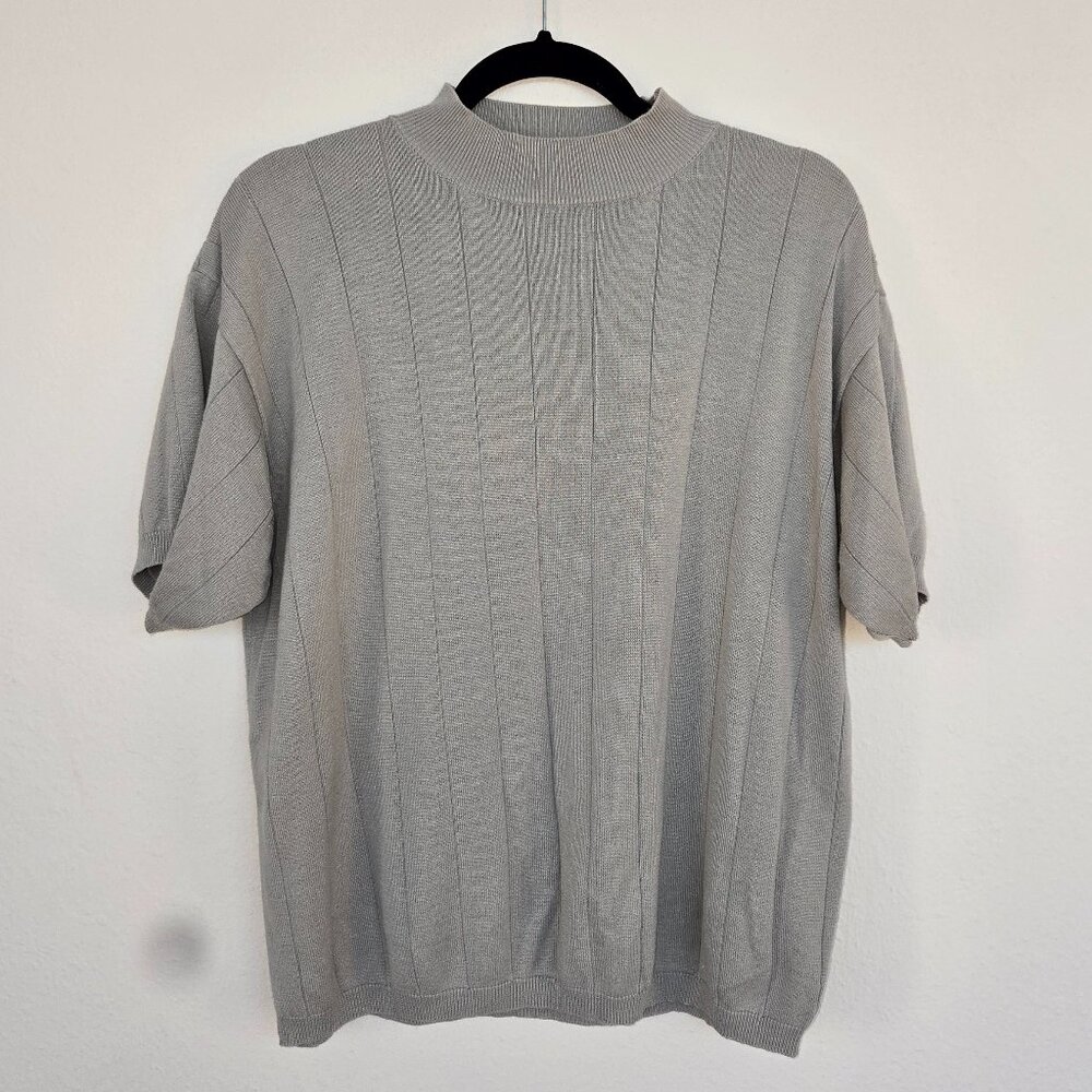 Green-Grey/Gray Mock Neck T-Shirt Sweater – Size 2X | Classy & Elegant Workwear